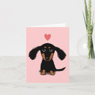 Long Haired Dachshund Puppy Valentine's Day Love Holiday Card