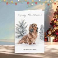 Long Haired Dachshund Sausage Dog Merry Christmas