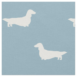 Long Haired Dachshund Silhouettes Pattern Fabric
