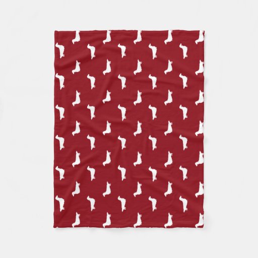 Image of Long Haired Dachshund Silhouettes Pattern Fleece Blanket