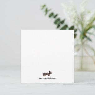 Long-haired Dachshund Watercolor Flat Note Card