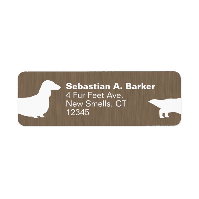 Long Haired Dachshund Wiener Dog Return Address (Front)