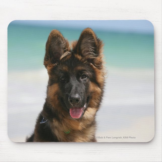 Long Haired German Shepherd Beach Mouse Mat (Front)