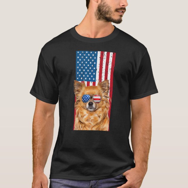 Long Haired Hair Chihuahua For Boys Kids Dog Ameri T-Shirt (Front)