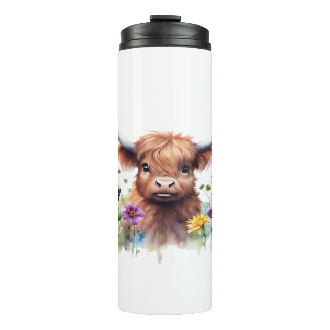 Long Haired Highland Baby Cow Classic T-Shirt Thermal Tumbler (Front)