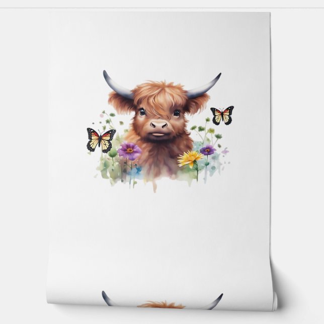 Long Haired Highland Baby Cow Classic T-Shirt Wallpaper (Unrolling)