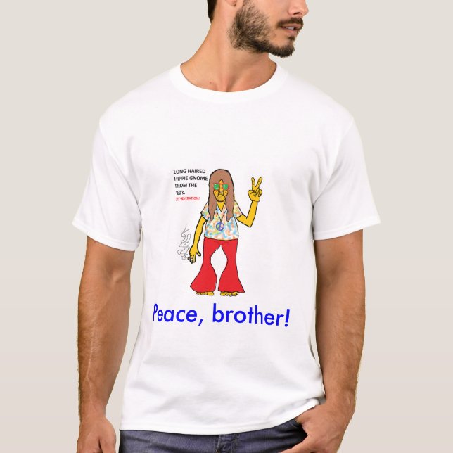 LONG HAIRED HIPPIE GNOME T-Shirt (Front)