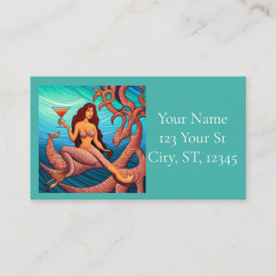 Long-haired Martini Mermaid Thunder_Cove Business Card