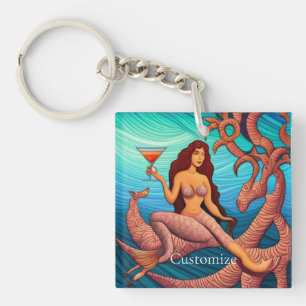 Long-haired Martini Mermaid Thunder_Cove  Key Ring