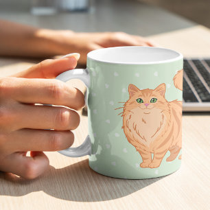 Long Haired Orange Tabby Cat Mum Personalised Coffee Mug