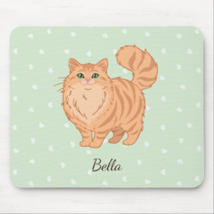 Long Haired Orange Tabby Cat Personalised Mouse Mat