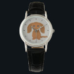 Long Haired Red Dachshund | Cute Doxie Cartoon Dog Watch<br><div class="desc">This original wiener dog wrist watch is available in assorted styles for men, women and kids. A cool fashion accessory that makes a great gift for longhaired red Dachshund lovers. Visit Jenn’s Doodle World for many more stylish dog breed watches.</div>