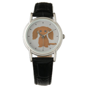 Long Haired Red Dachshund   Cute Doxie Cartoon Dog Watch