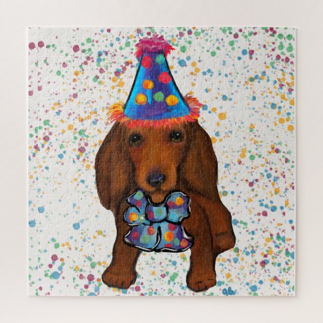 Long Haired Red Dachshund      Jigsaw Puzzle (Vertical)