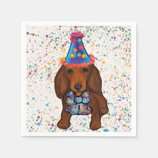 Long Haired Red Dachshund      Napkin (Front)