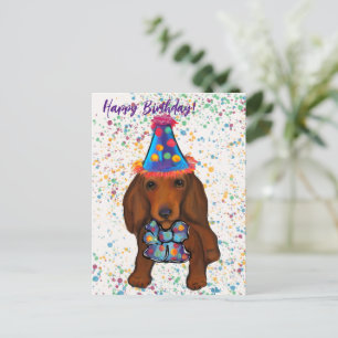 Long Haired Red Dachshund      Postcard