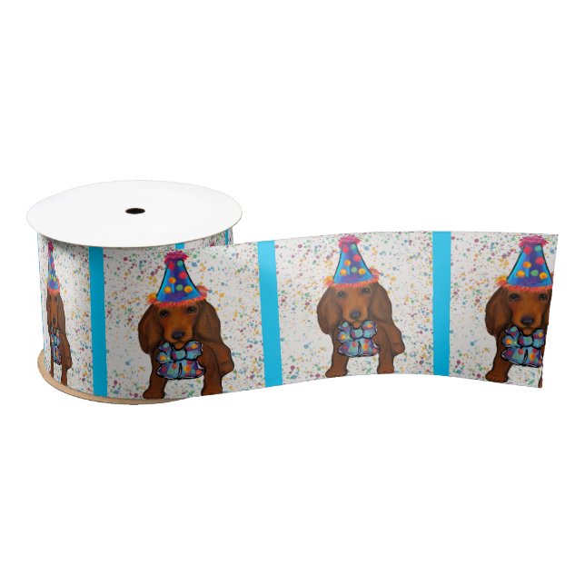 Long Haired Red Dachshund      Satin Ribbon (Spool)