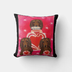 Long Haired Red Dachshunds Cushion