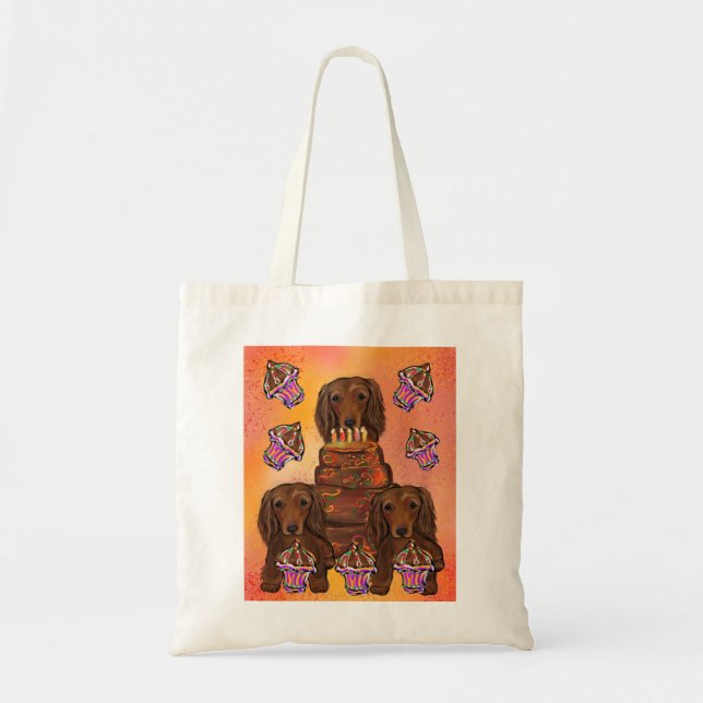 Long Haired Red Dachshunds Tote Bag (Front)