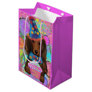 LONG HAIRED RED DOXIE       MEDIUM GIFT BAG