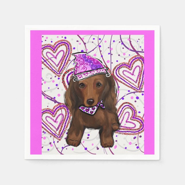 LONG HAIRED RED DOXIE          NAPKIN (Front)