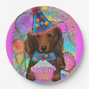 LONG HAIRED RED DOXIE        PAPER PLATE