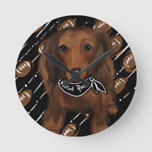 LONG HAIRED RED DOXIE         ROUND CLOCK