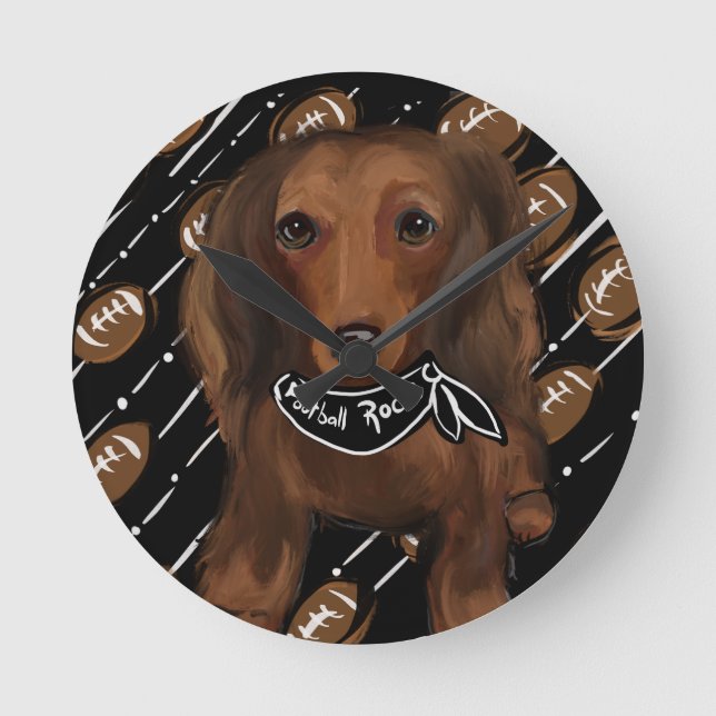 LONG HAIRED RED DOXIE         ROUND CLOCK (Front)