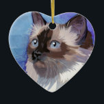 Long-haired Siamese Himalayan Cat Ceramic Tree Decoration<br><div class="desc">Long-haired Siamese Himalayan Cat watercolor print product</div>