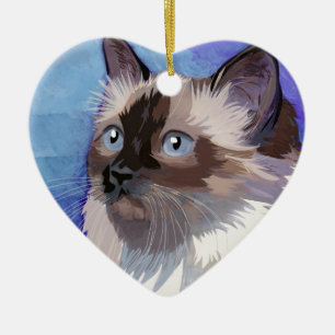 Long-haired Siamese Himalayan Cat Ceramic Tree Decoration