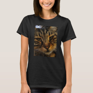 Long Haired Tabby Cat Artistic Pet Portrait T-Shirt