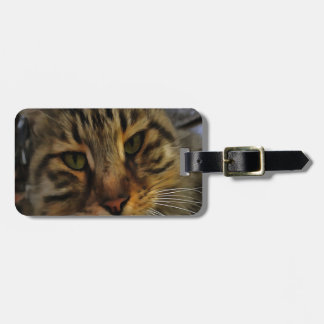 Long Haired Tabby Cat Artistic Pet Portrait v2 Luggage Tag