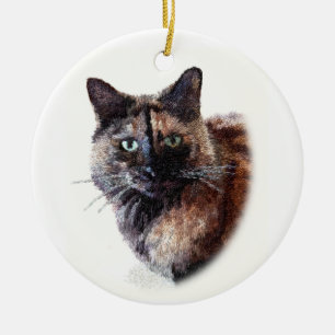 Long Haired Tortoise Shell Cat Ornament