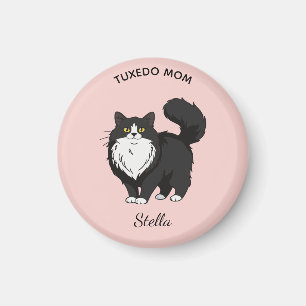 Long Haired Tuxedo Cat Mum Personalised Magnet