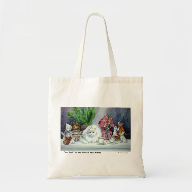 Long Haired White Cat Tote Bag (Front)