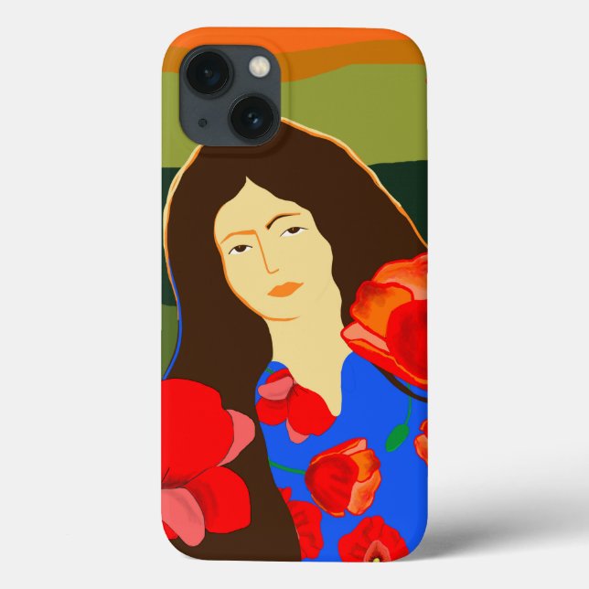 Long haired woman walking in poppy field Case-Mate iPhone case (Back)