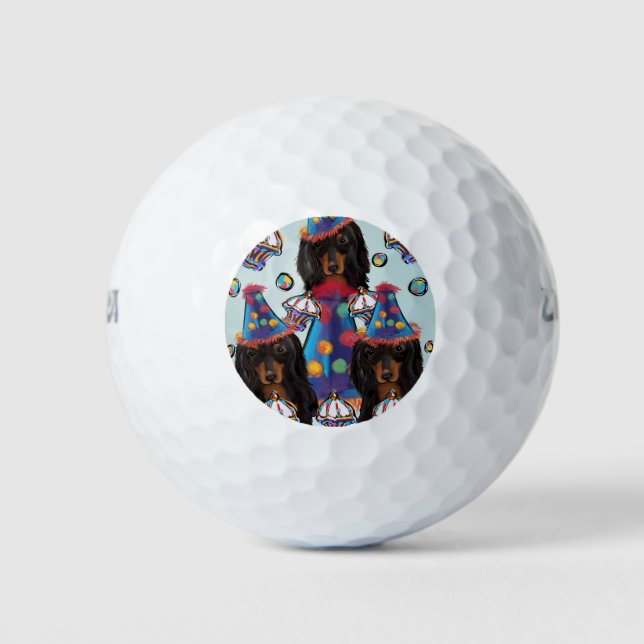 Long HairedBlack Dachshunds Golf Balls (Front)