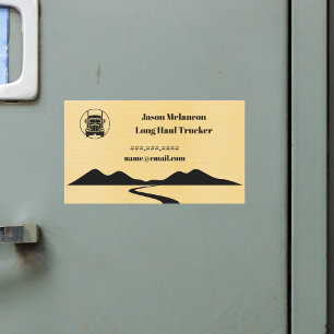Long Haul Trucker Gold Truck Road Mountain Magnet