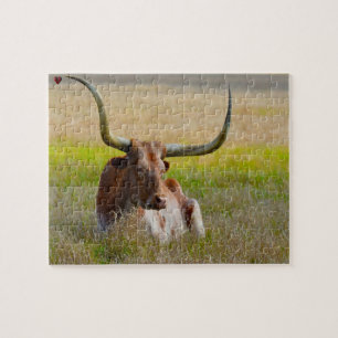 Long Horn Cattle Texas Jigsaw Puzzle