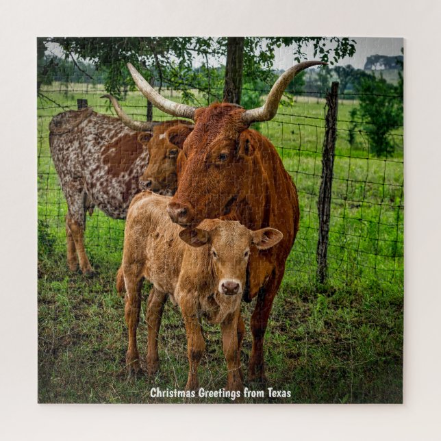 Long Horn Cattle Texas. Jigsaw Puzzle (Vertical)
