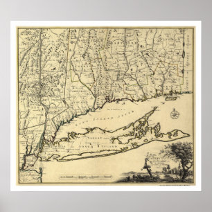 Long Island and Connecticut Map 1780 Poster