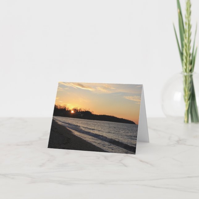 Long Island Beach Sunset Note Card (Front)