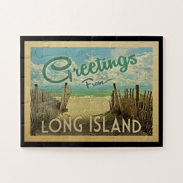 Long Island Beach Vintage Travel Jigsaw Puzzle (Horizontal)