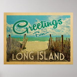 Long Island Beach Vintage Travel Poster