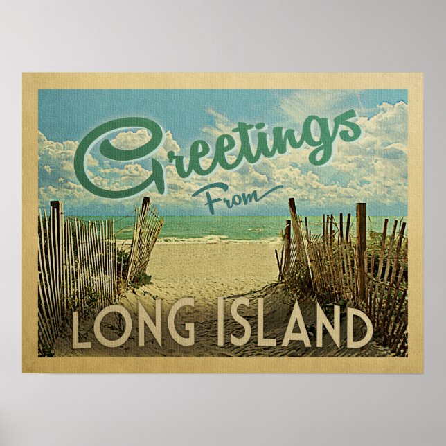 Long Island Beach Vintage Travel Poster (Front)