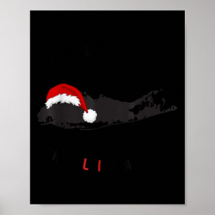 Long Island Christmas - Long Island Map With Santa Poster