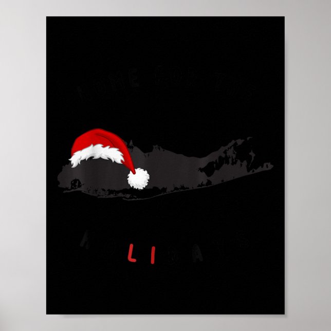 Long Island Christmas - Long Island Map With Santa Poster (Front)