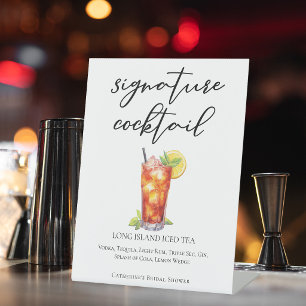 Long Island Iced Tea Beach Bar Signature Cocktail Pedestal Sign
