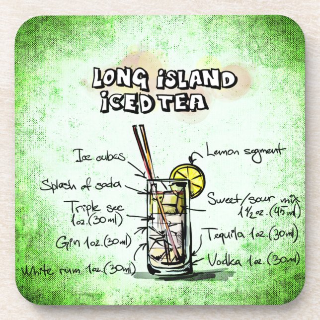 Long Island Iced Tea Drink Recipe Coaster (Front)