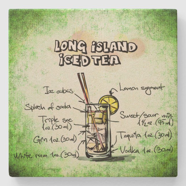 Long Island Iced Tea Drink Recipe Stone Coaster (Front)